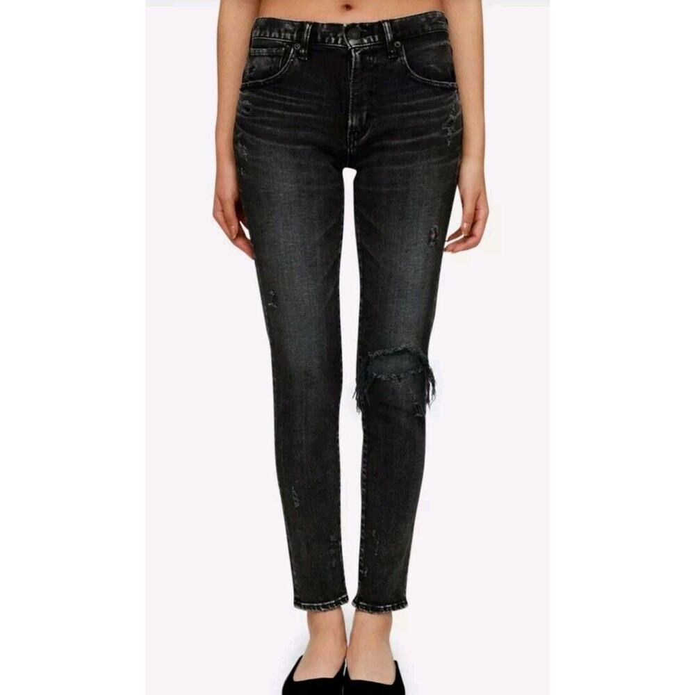 Moussy Vintage Black Lenwood Skinny Jeans Sz 25 Distressed (B2